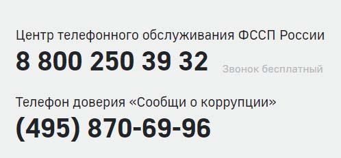Контакты ФССП
