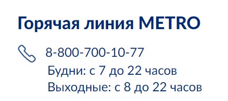 Контакты METRO