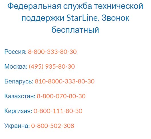 Контакты СтарЛайн