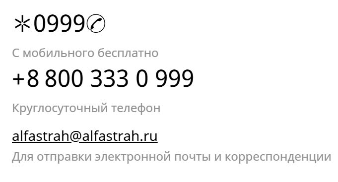 Контакты АльфаСтрахование