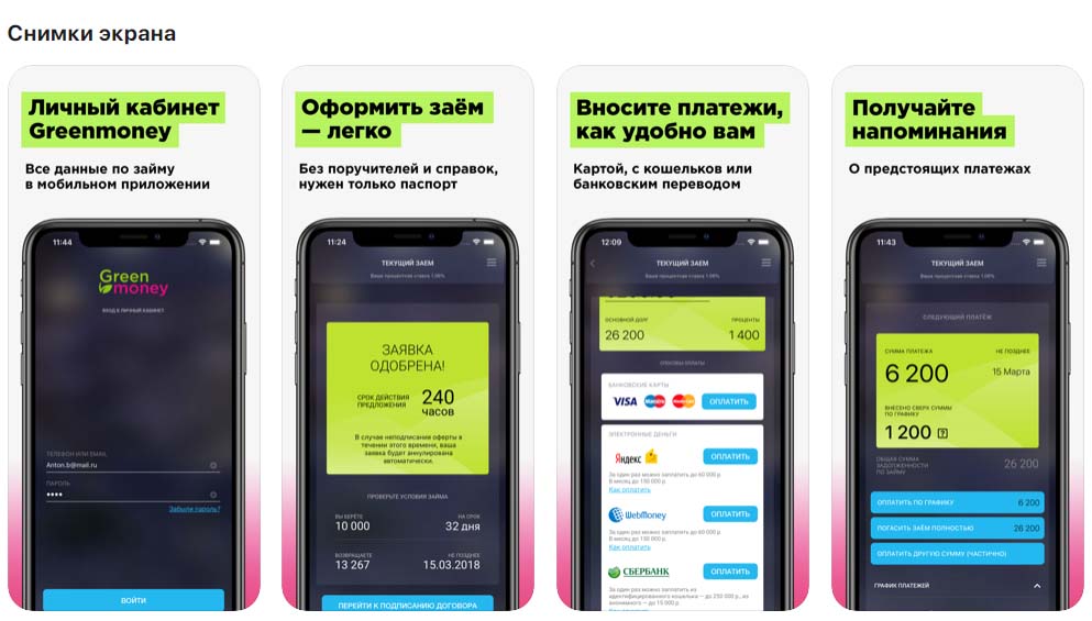 Приложение Green Money, снимки экрана