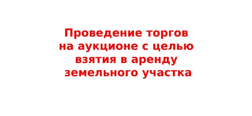 Проведение торгов на аукционе с целью взятия в аренду земельного участка